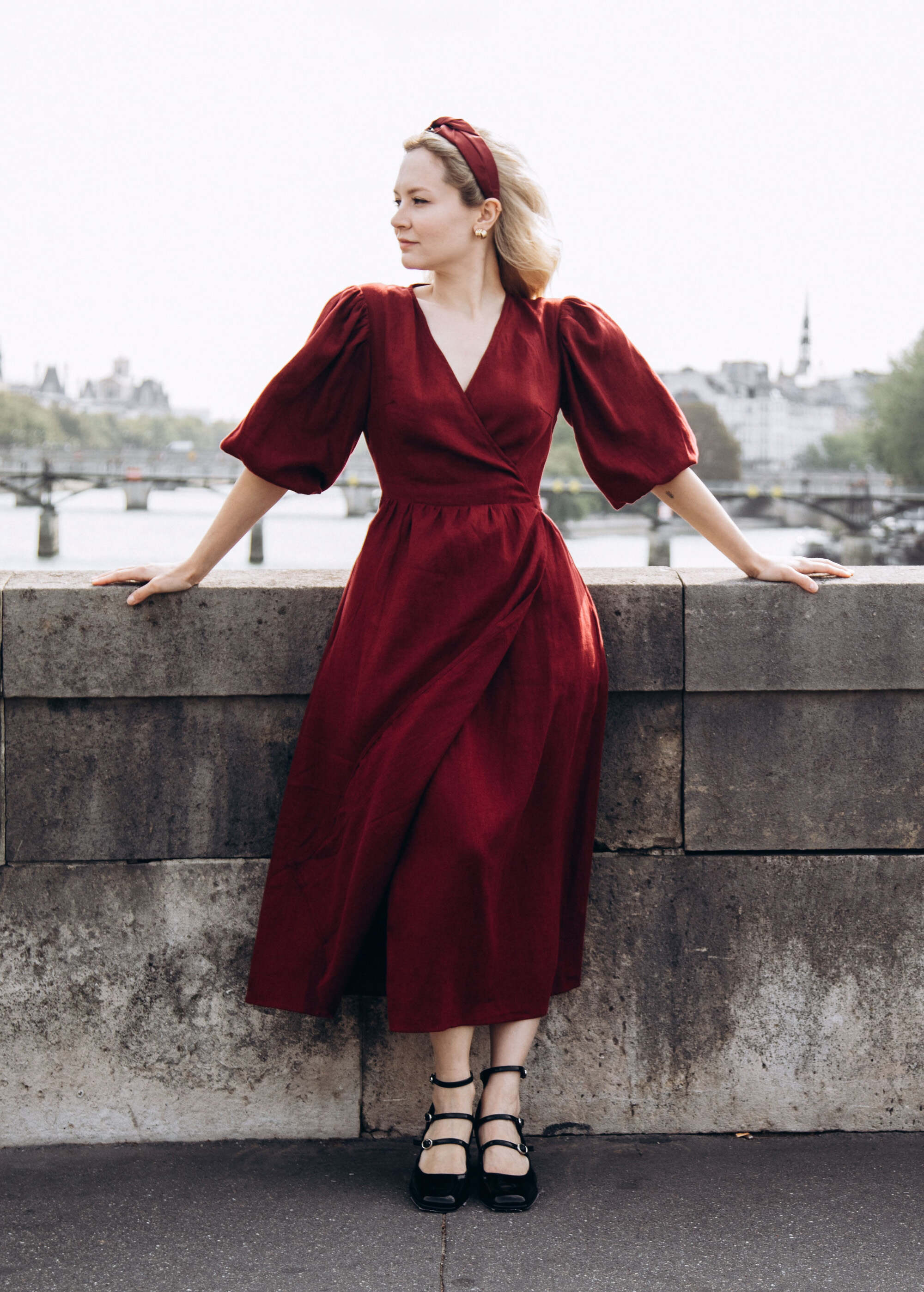 Olivia Linen Wrap dress