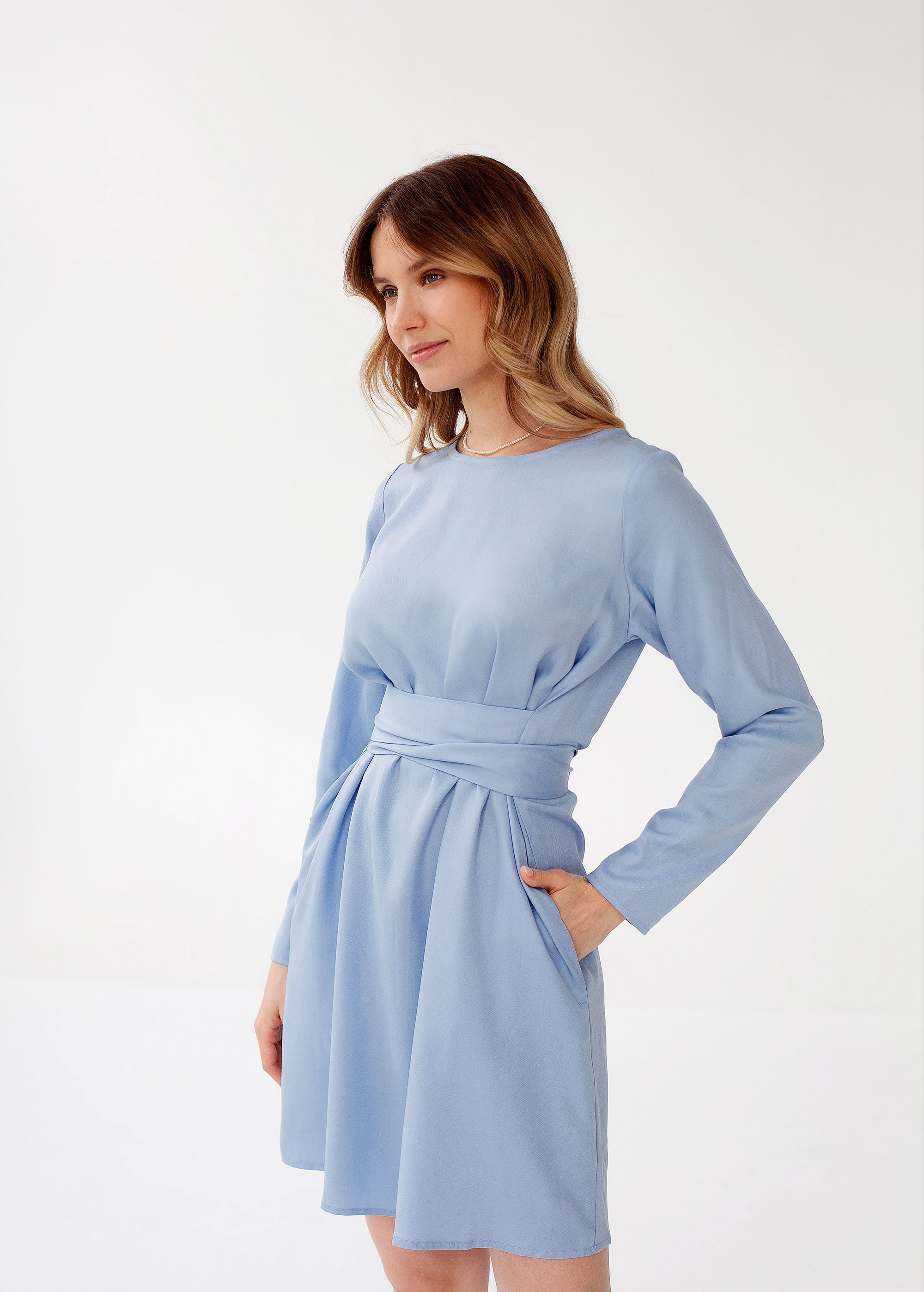 "Audrey" Sky Blue Mini Dress