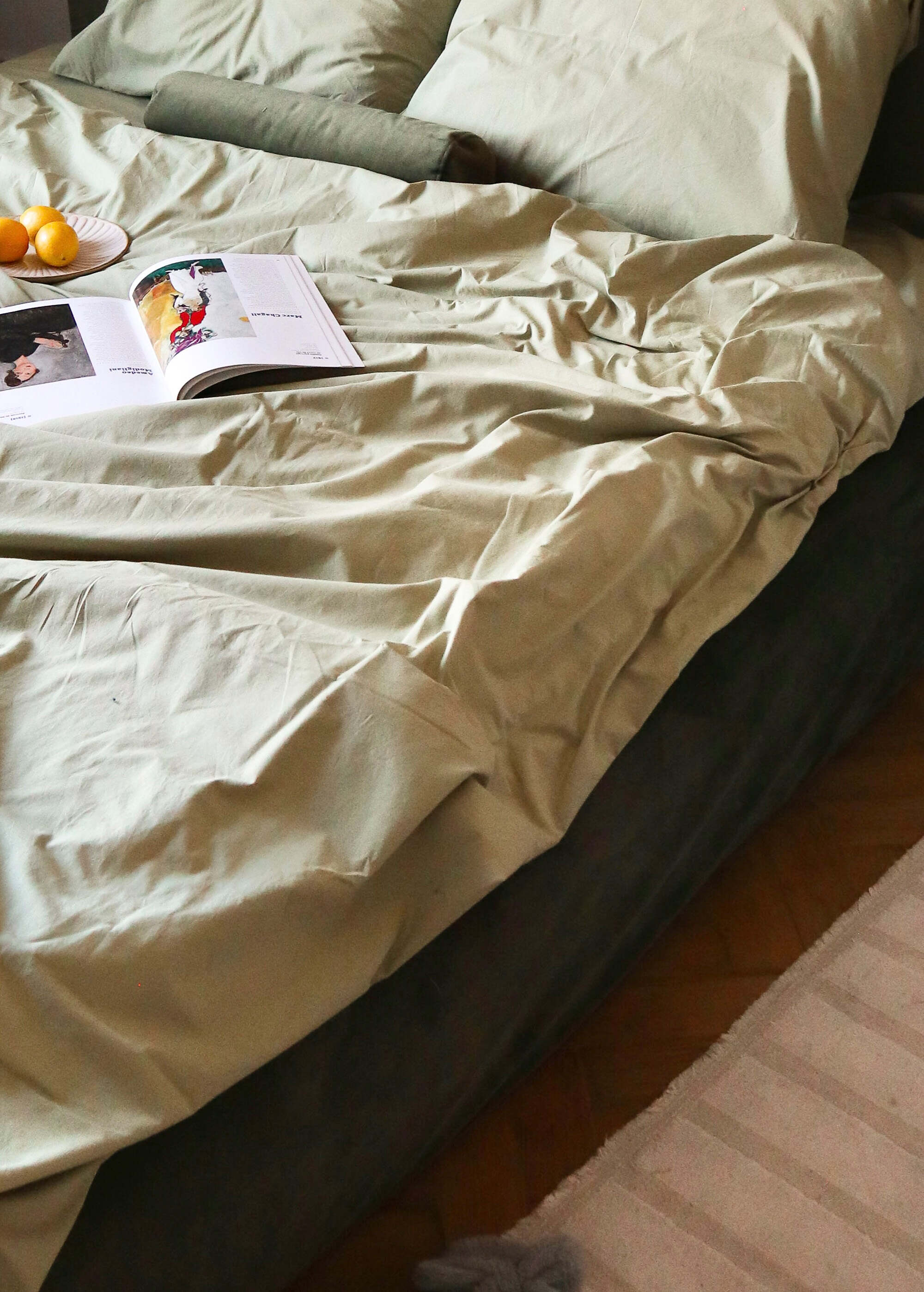 Stonewashed Cotton Duvet Set in Mint