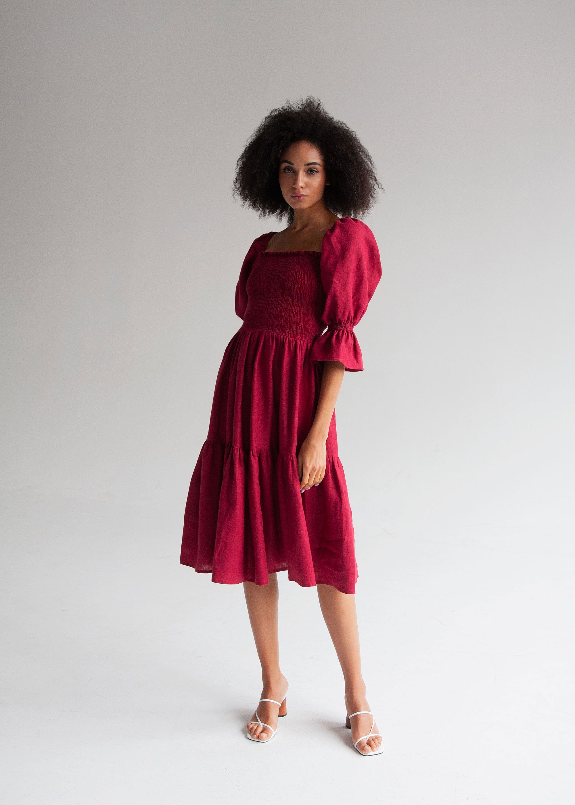 "Camila" Burgundy Midi Dress