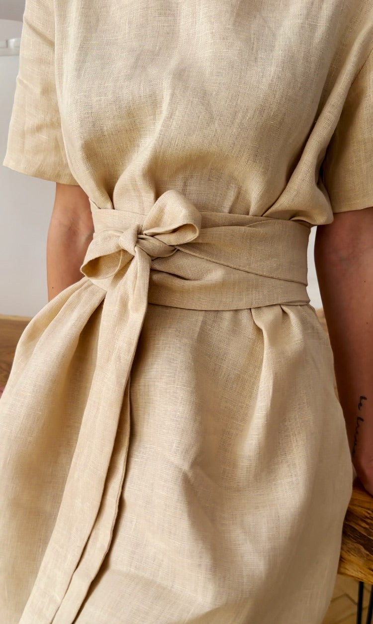 "Adelia" Beige Mini Dress