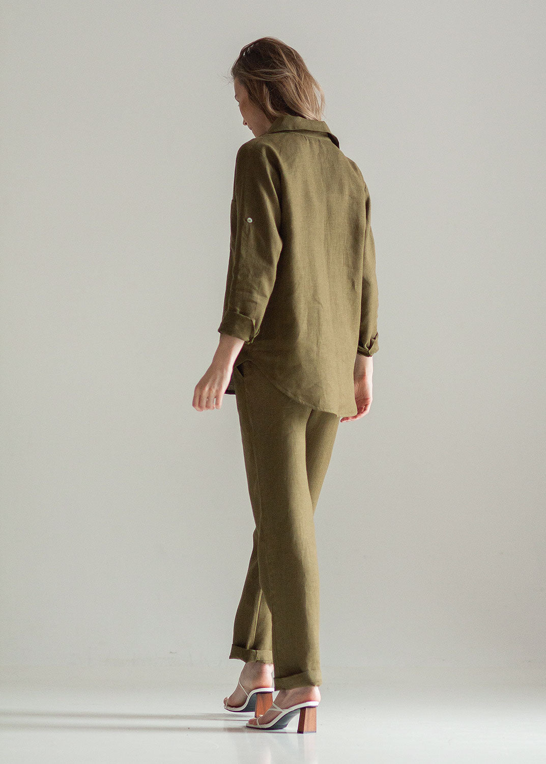 Khaki Green Linen Suit
