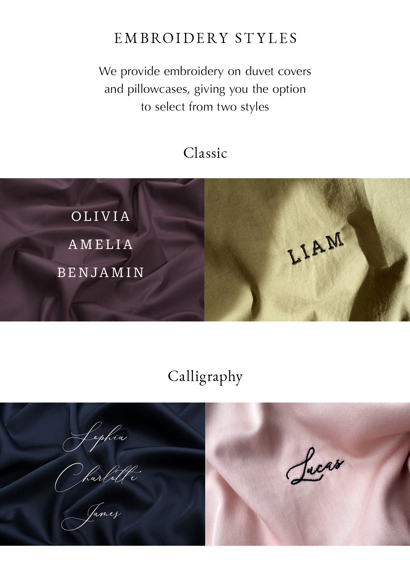 three different types of clothing with the names of them