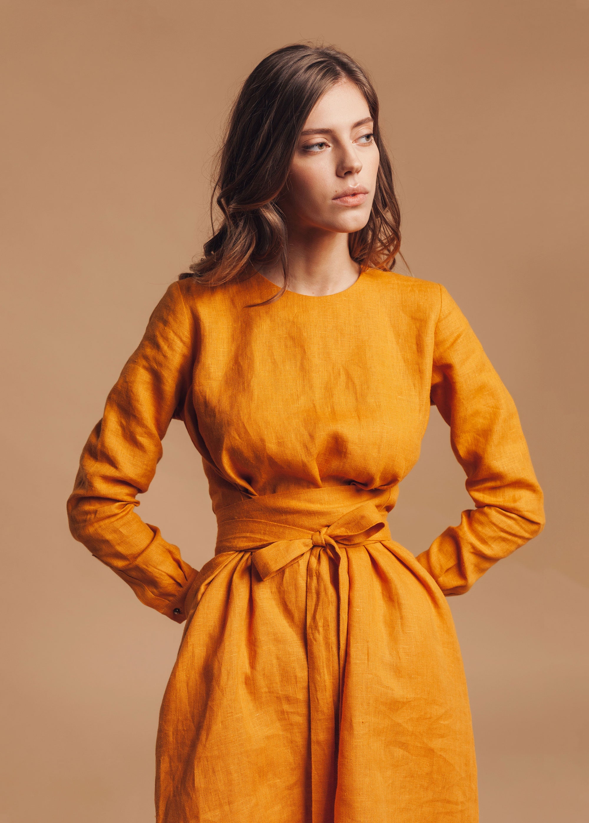 "Audrey" Mustard Yellow Mini Dress