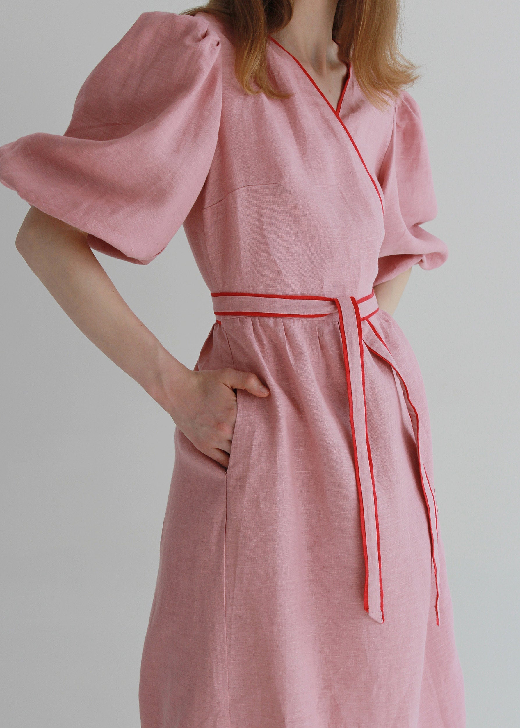"Diana" Pink Linen Dress