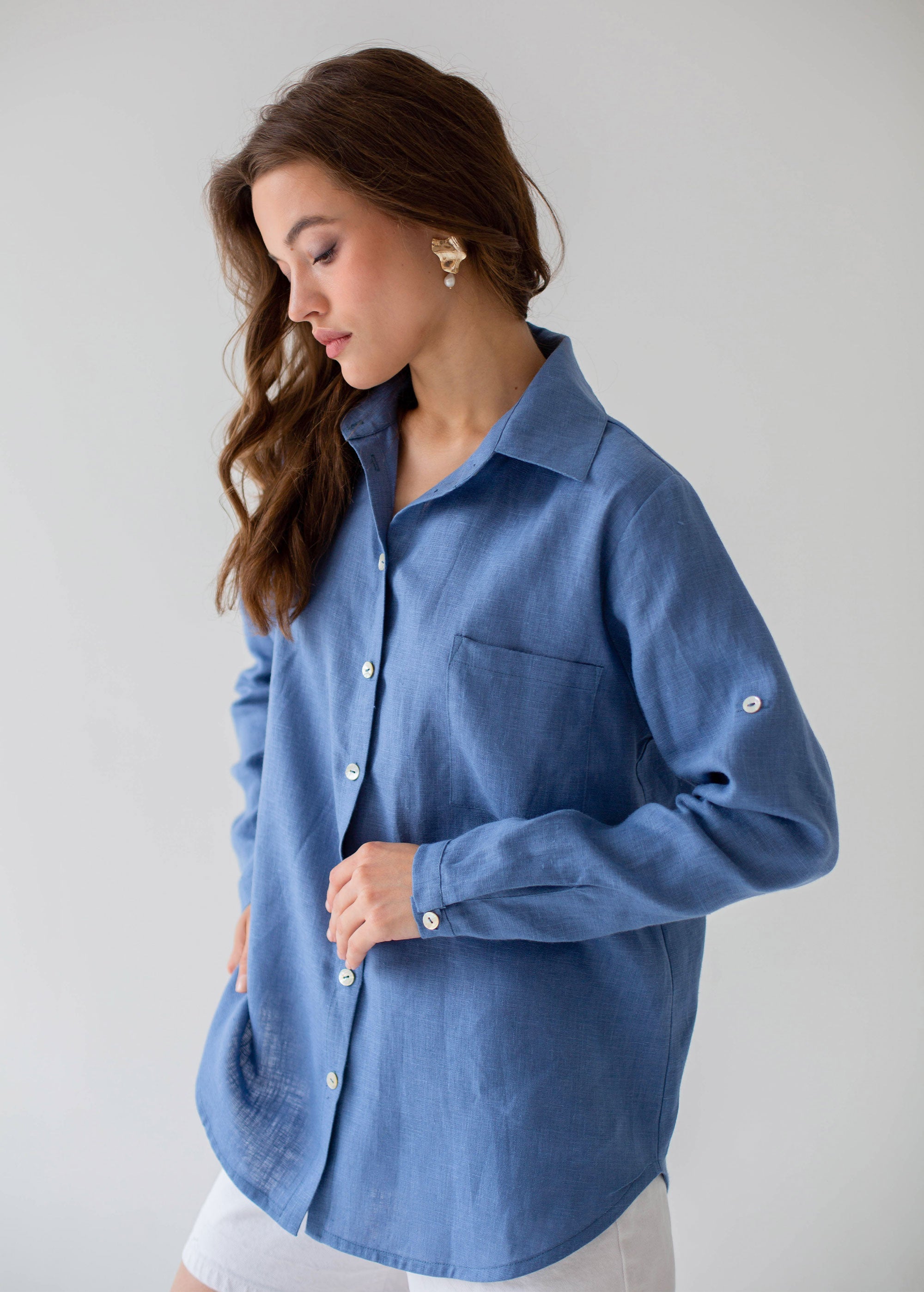 Blue linen shirt