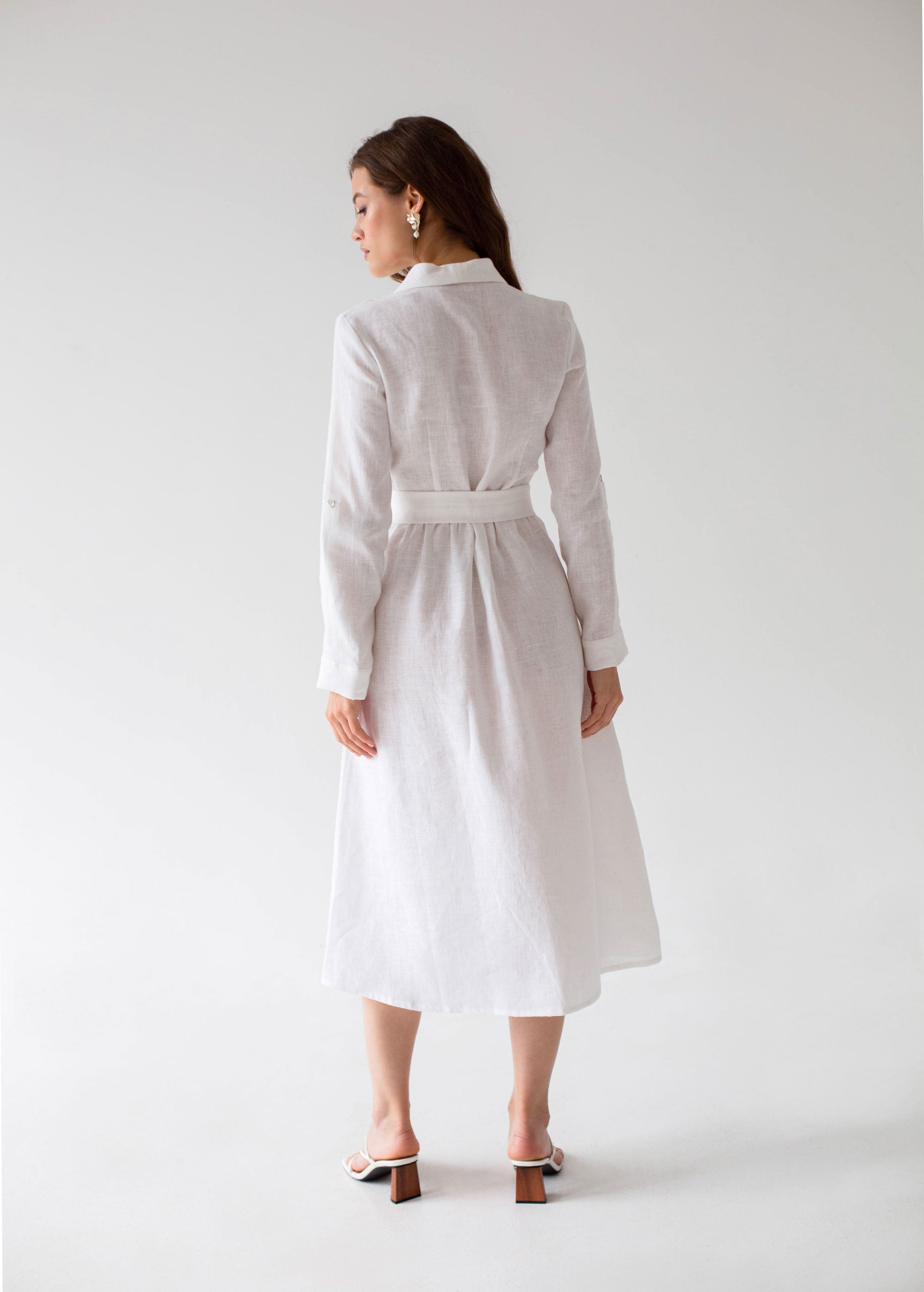 "Lily" White Linen Dress