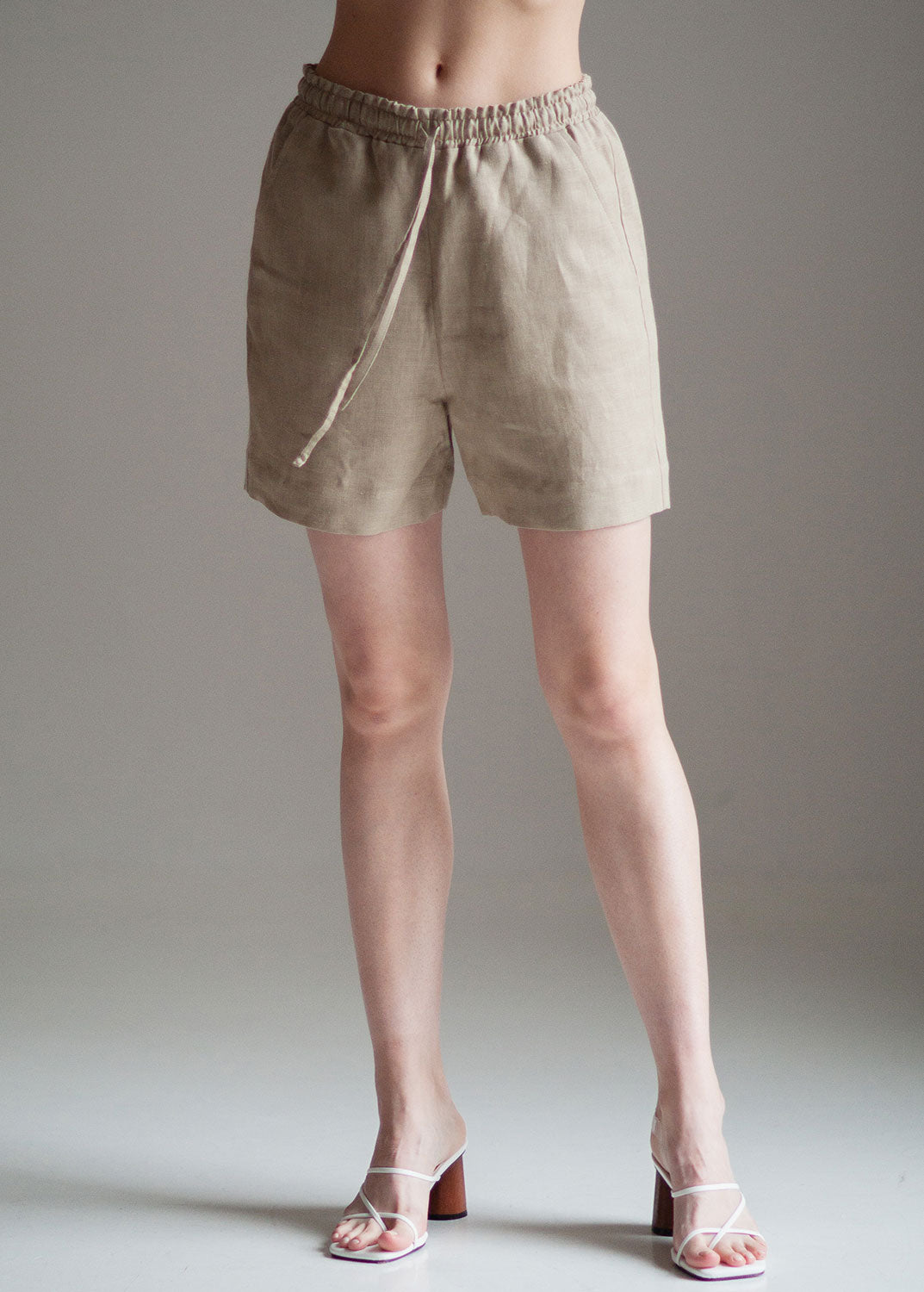 Cream Linen Shorts