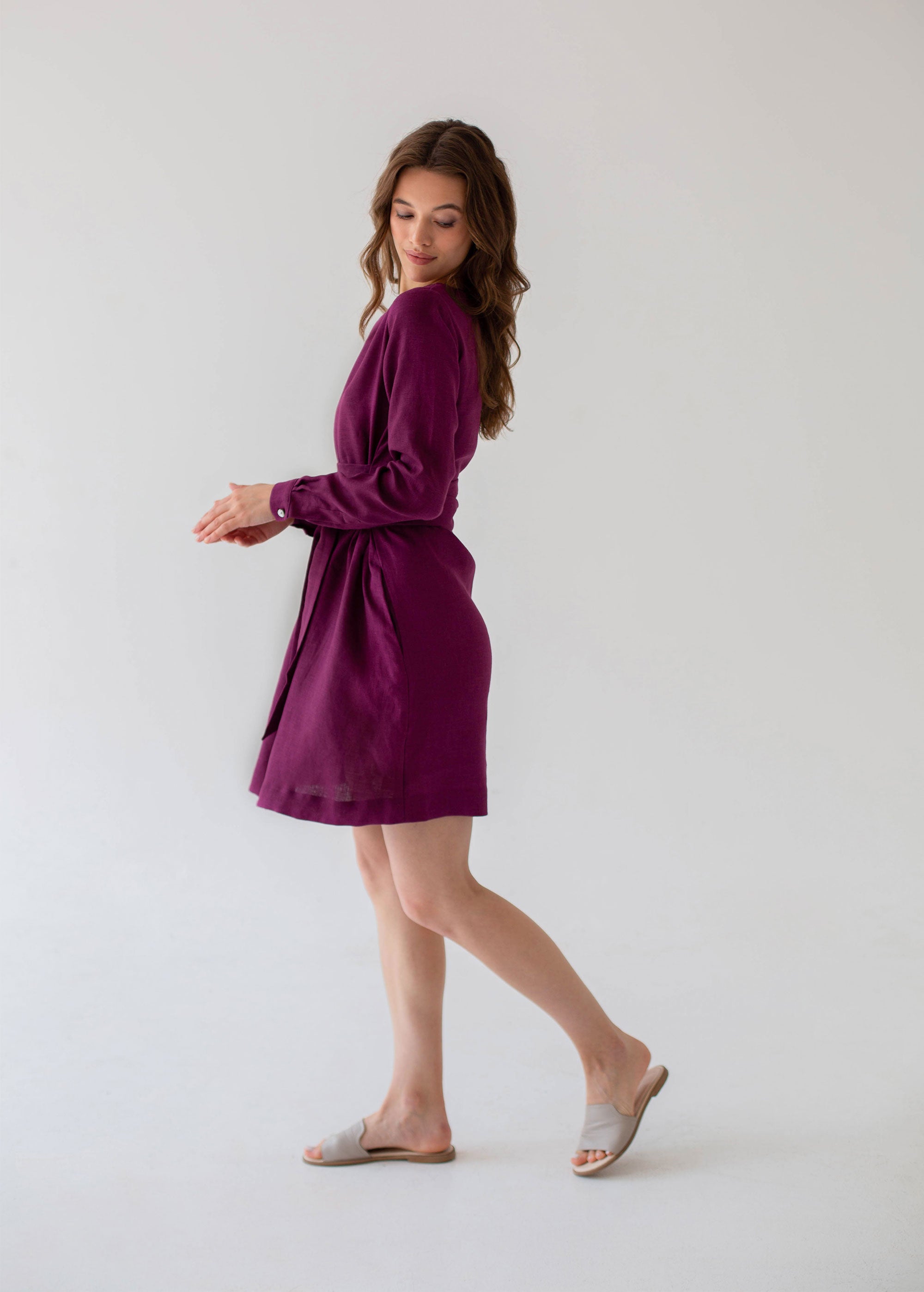 "Audrey"  Eggplant Midi Dress
