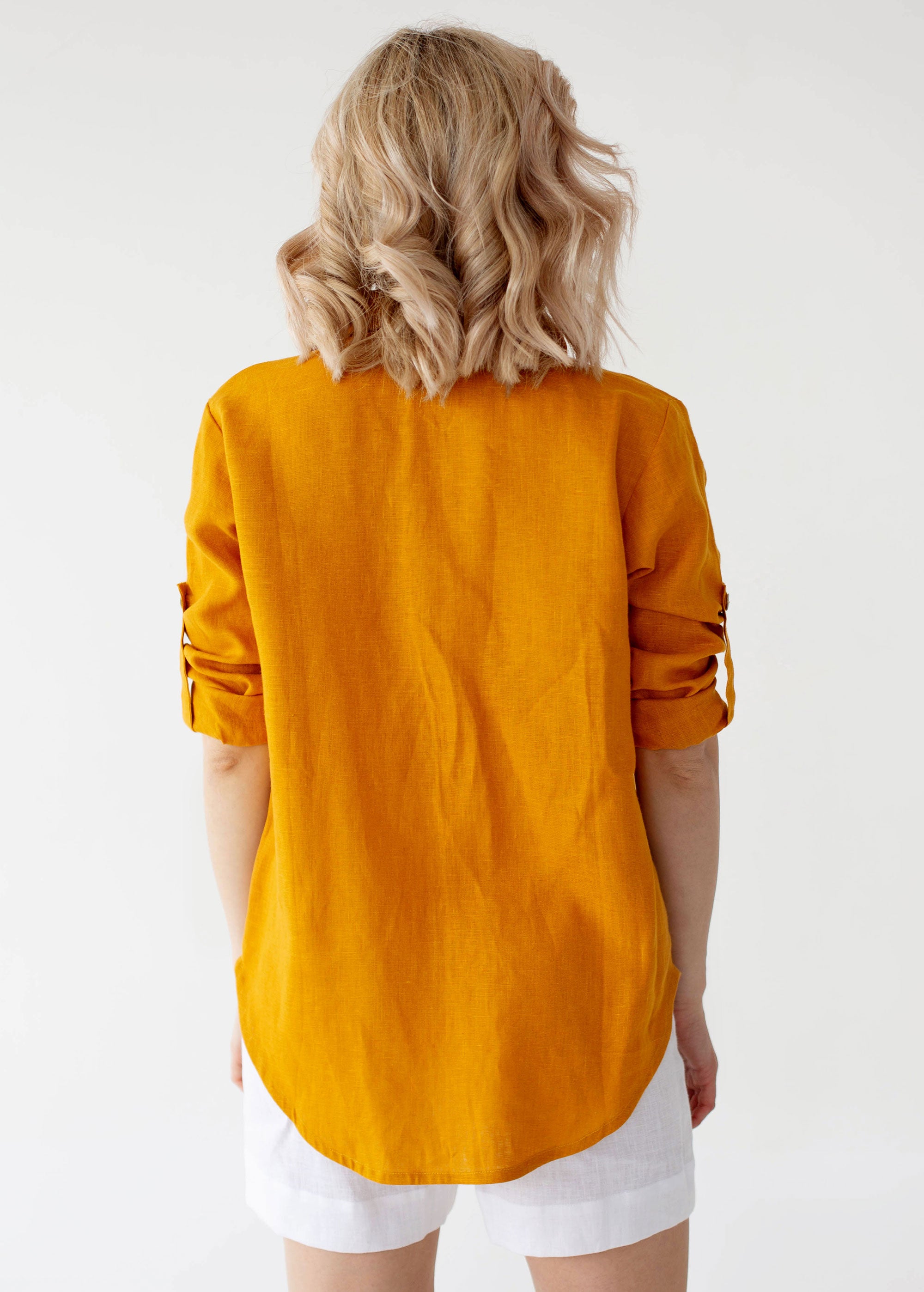 Mustard Linen Button Down Shirt