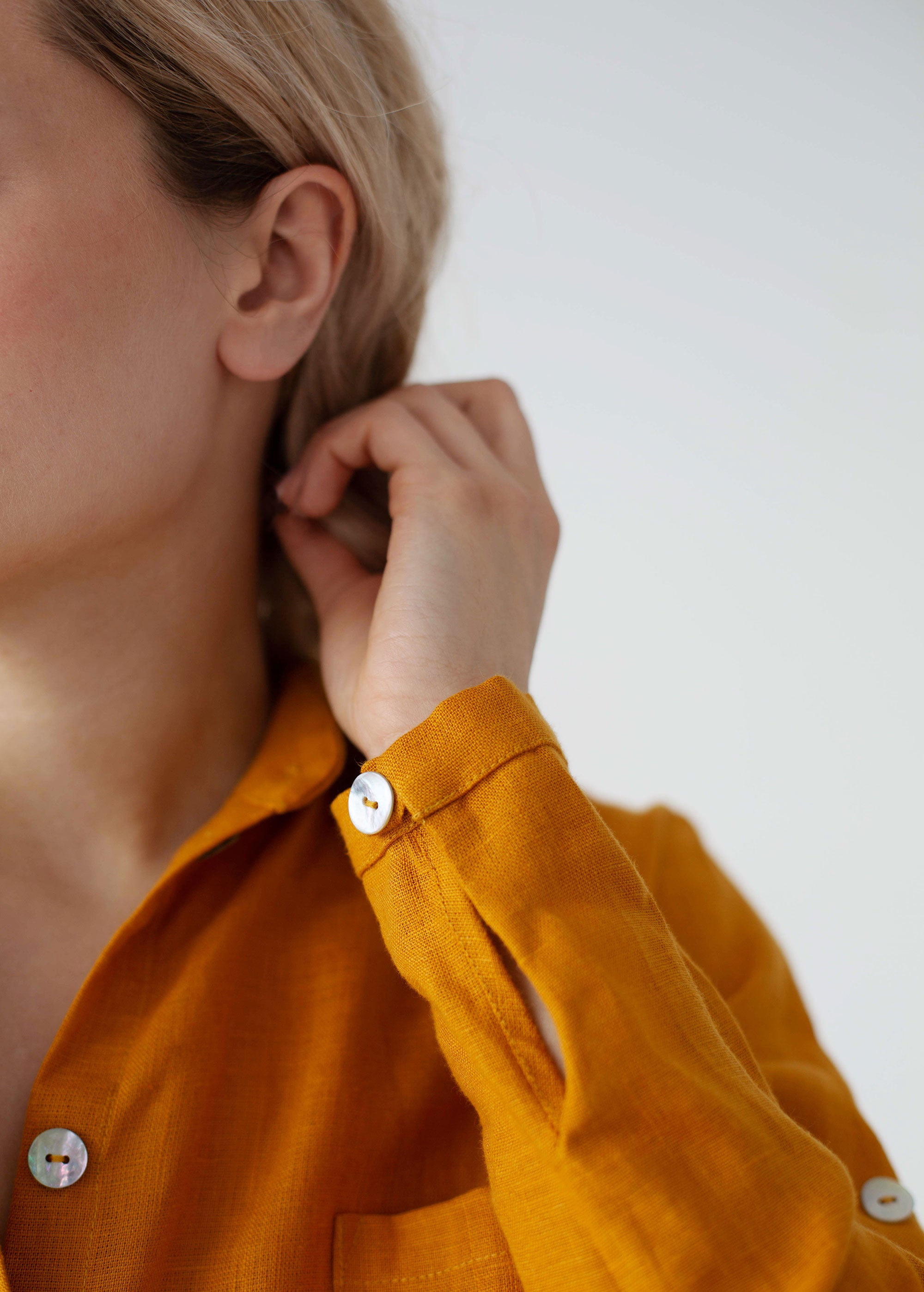Mustard Linen Button Down Shirt