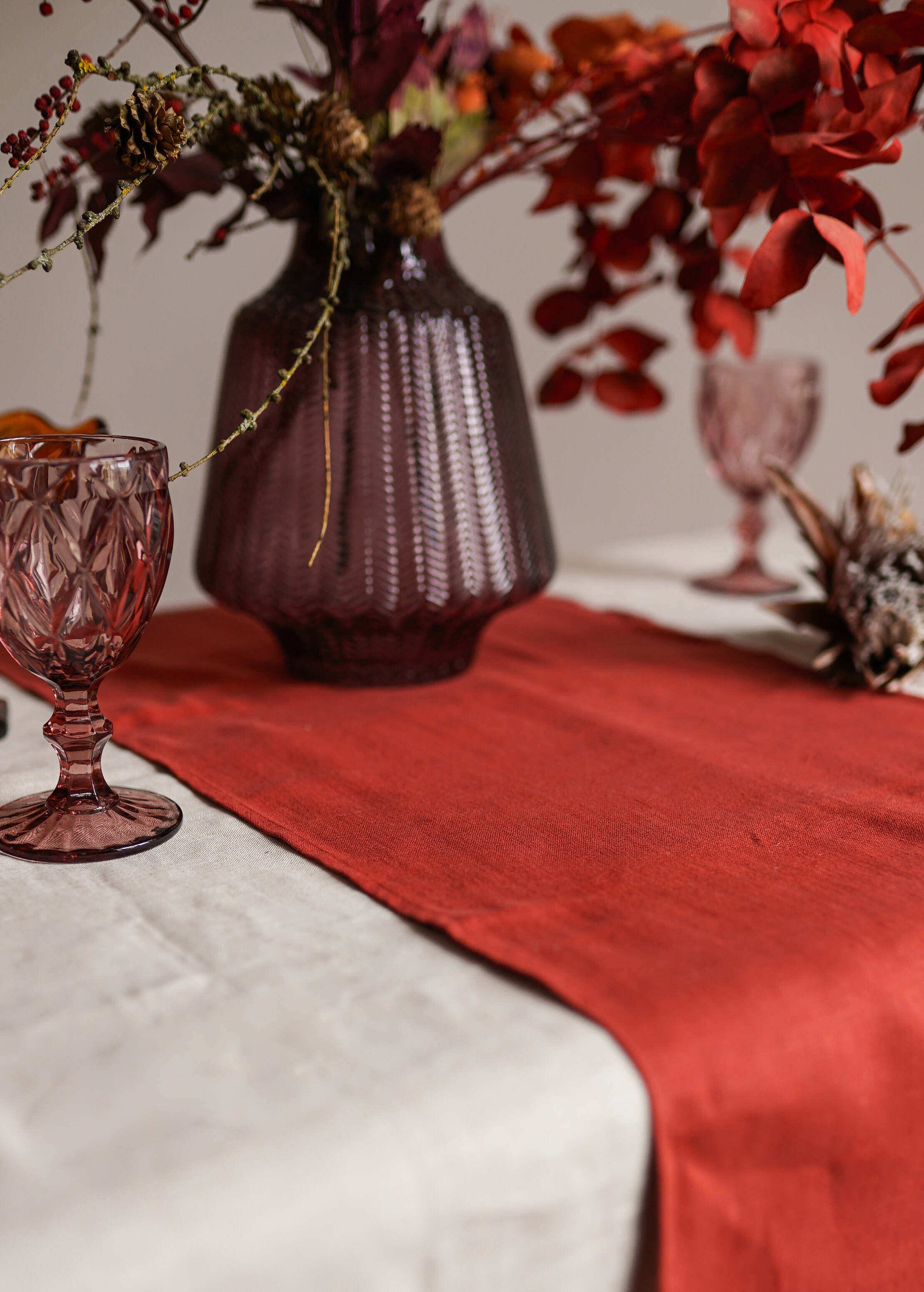 Burnt Orange Classic Linen Table Runner