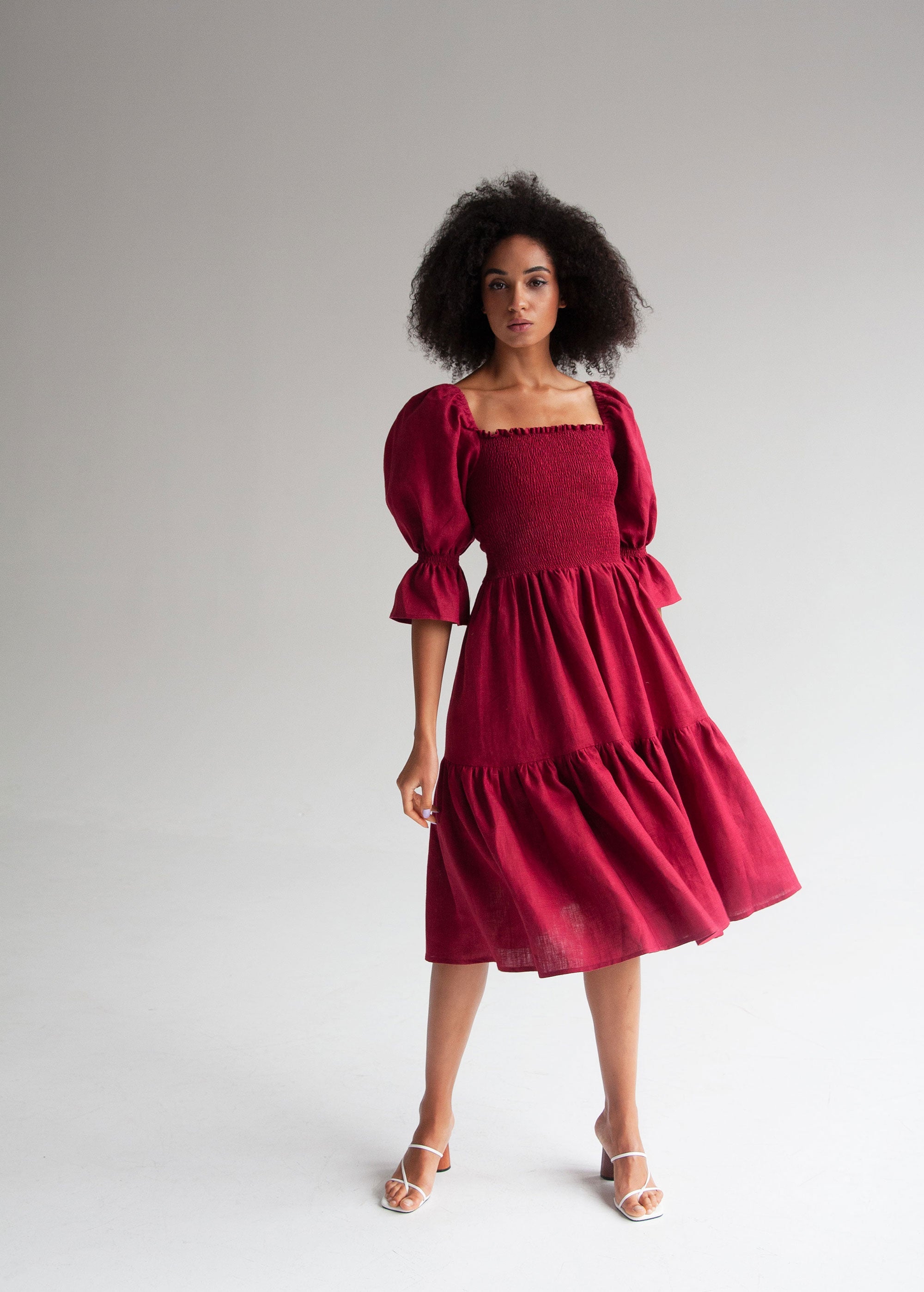 "Camila" Burgundy Midi Dress