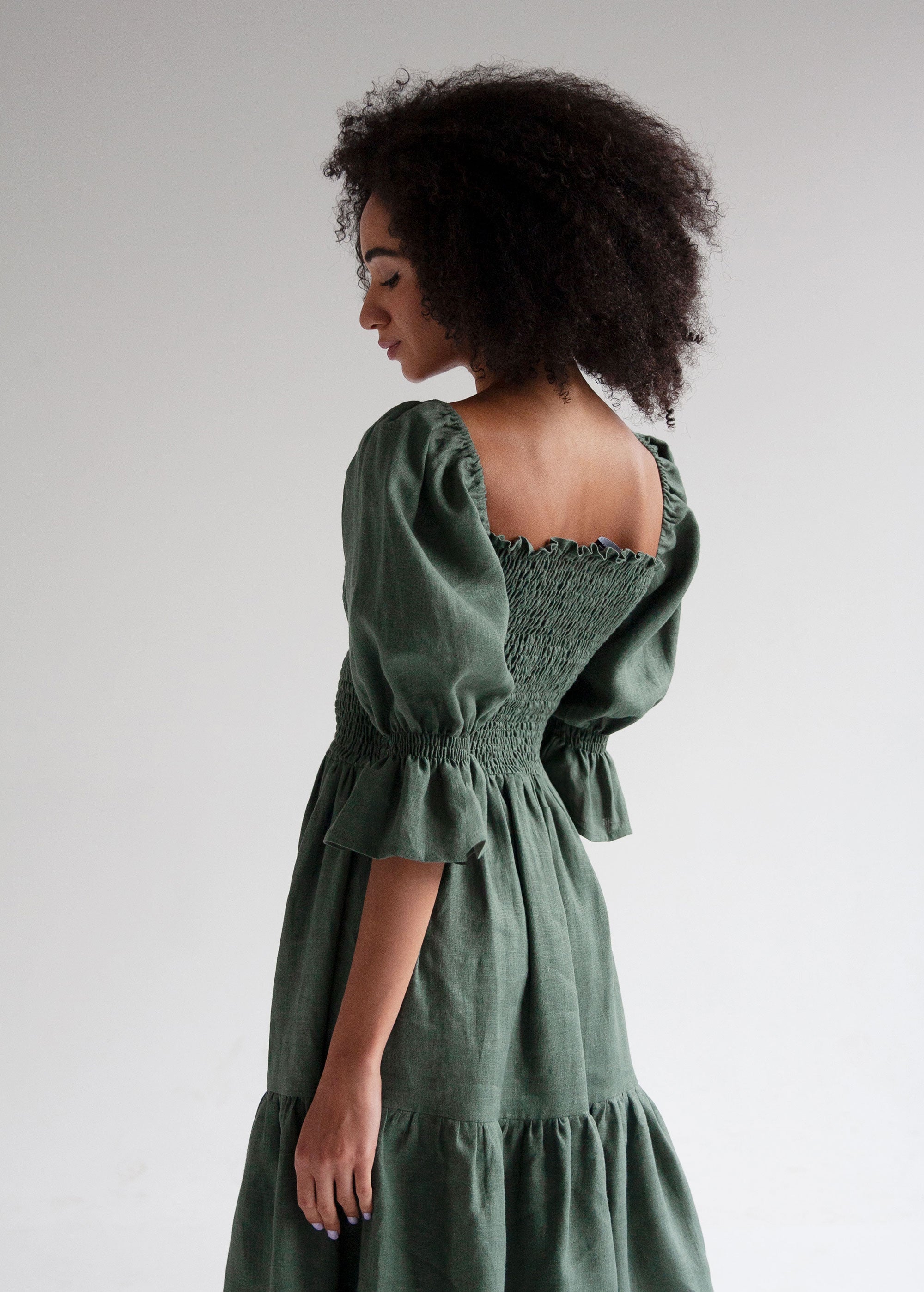 "Camila" Sage Green Midi Dress