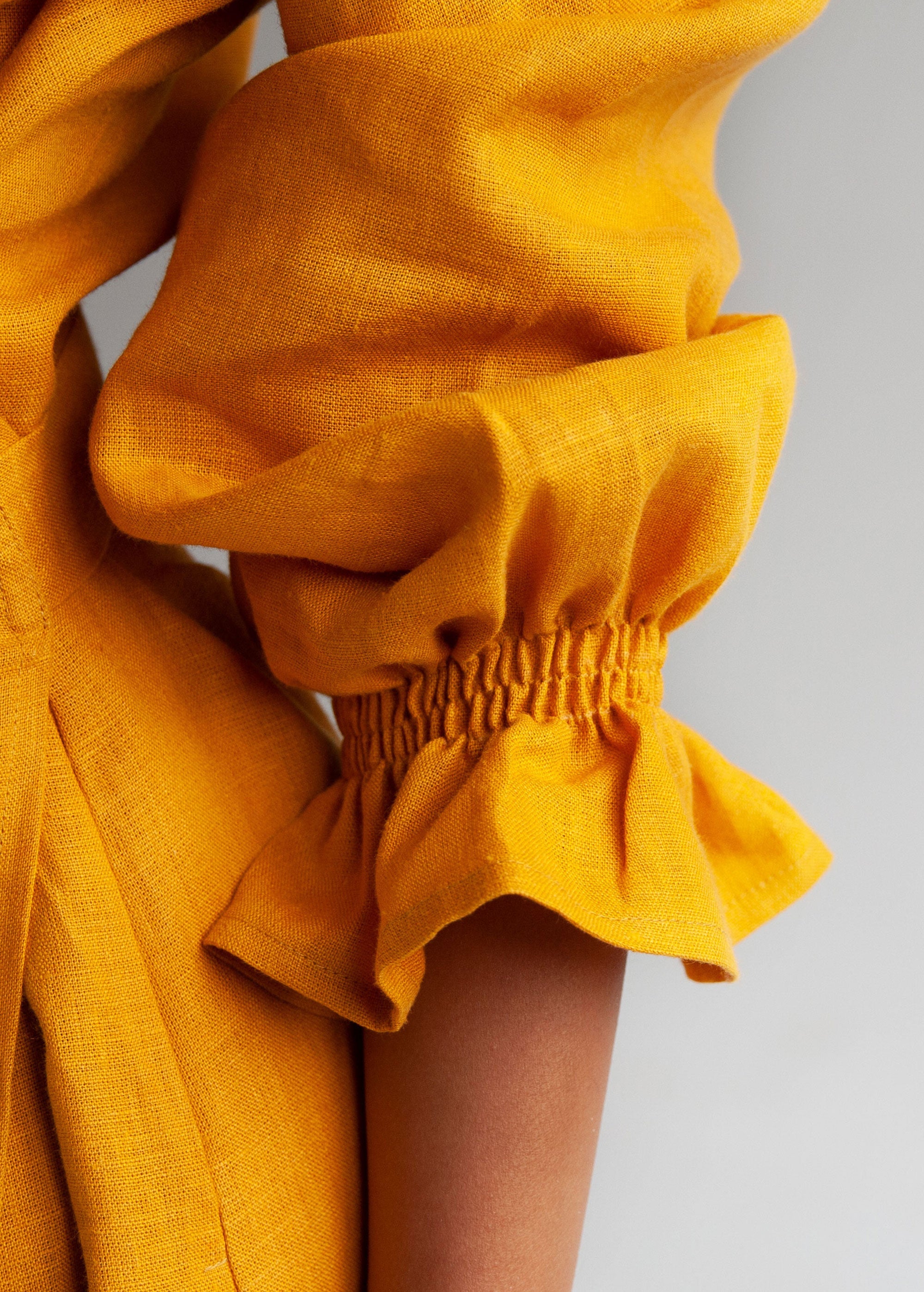 "Jennifer" Mustard Yellow Linen Wrap Dress