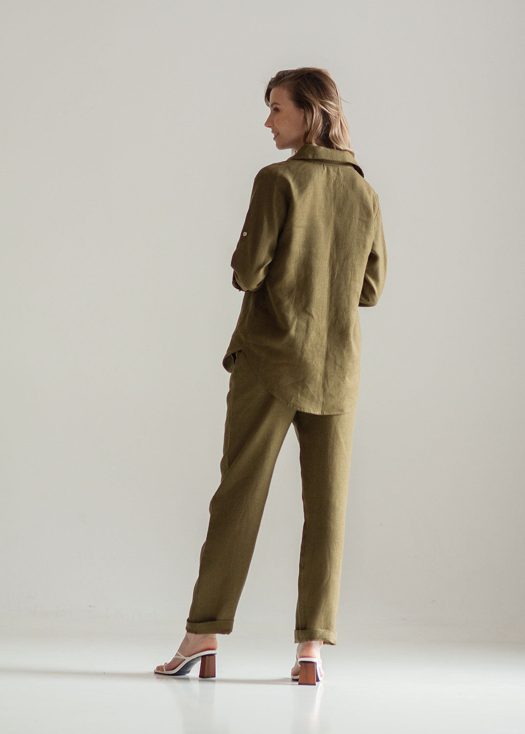 Khaki Green Linen Suit