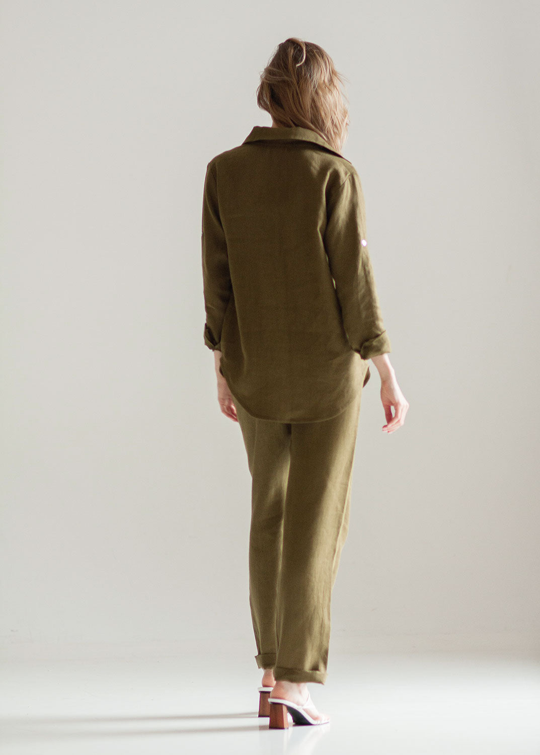 Khaki Green Linen Suit