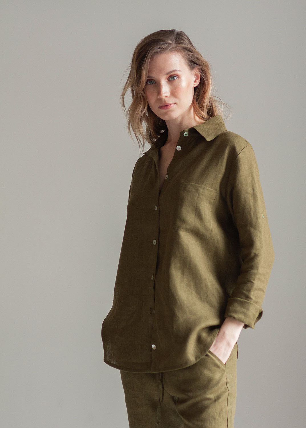 Khaki Green Linen Suit