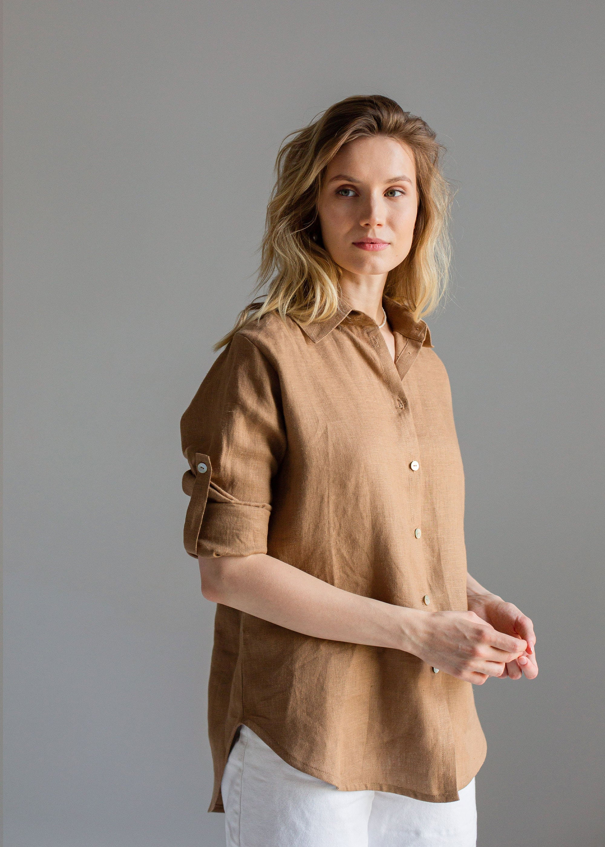 Sand classic linen shirt