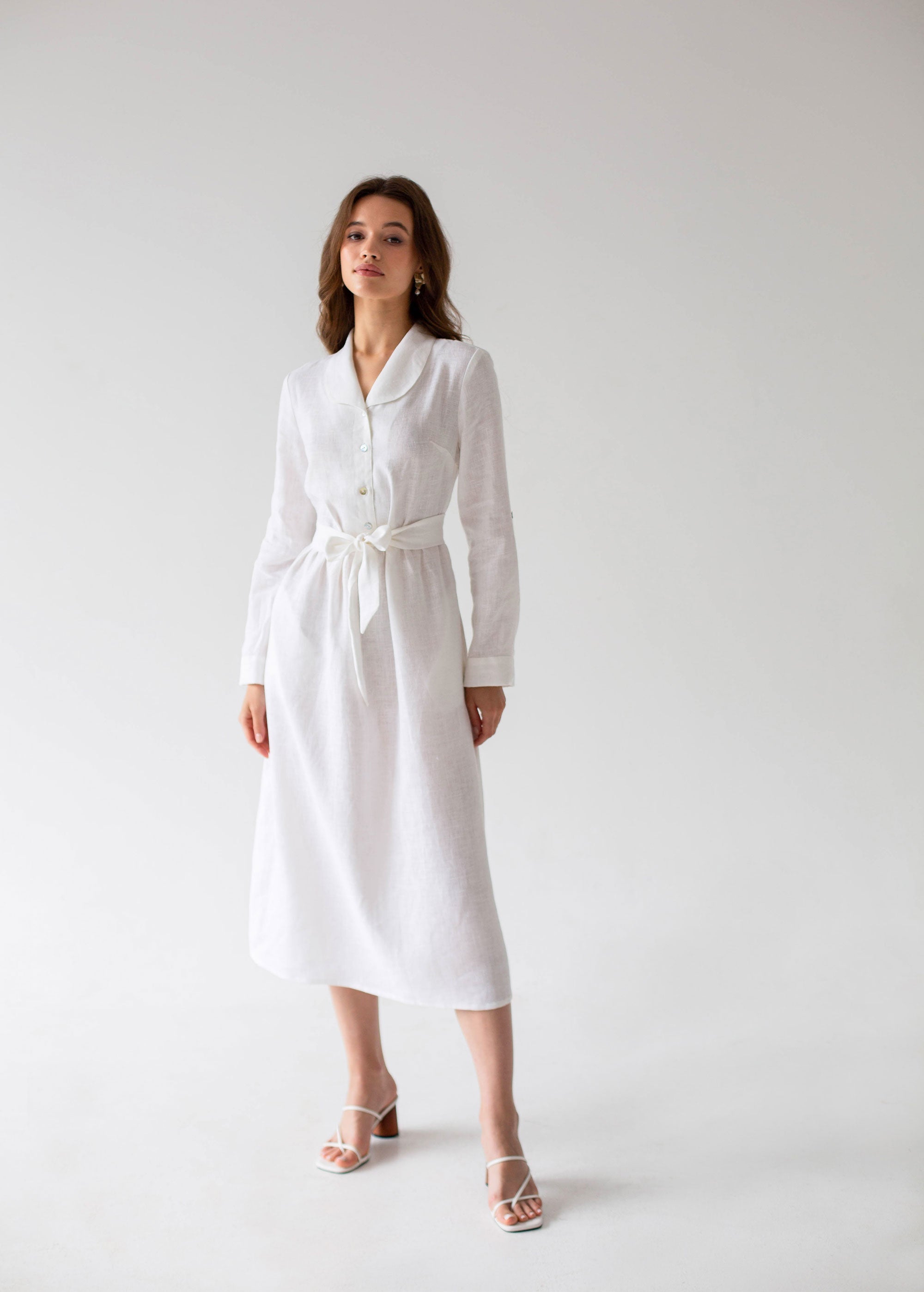 "Lily" White Linen Dress