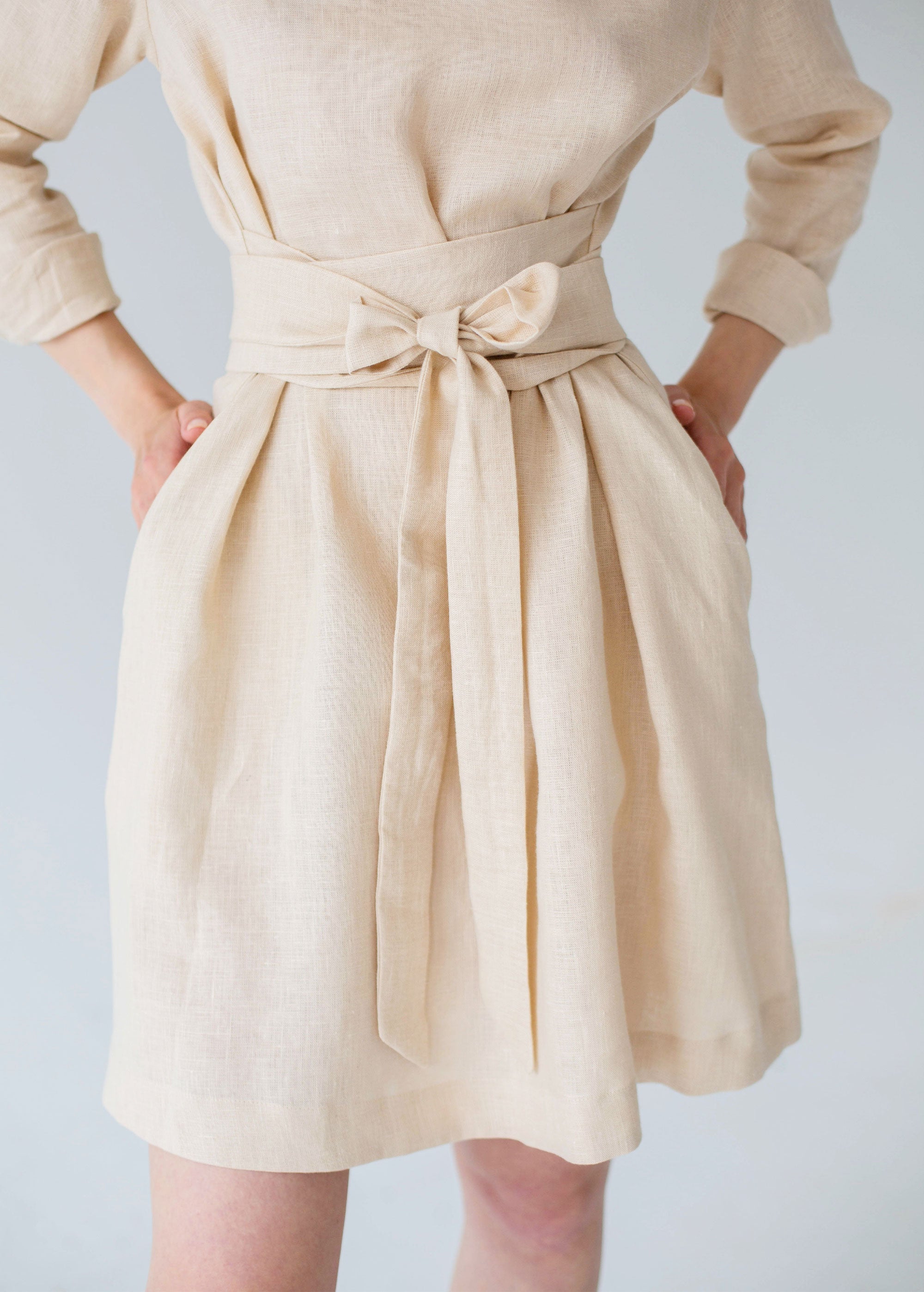 "Audrey" Beige Mini Dress