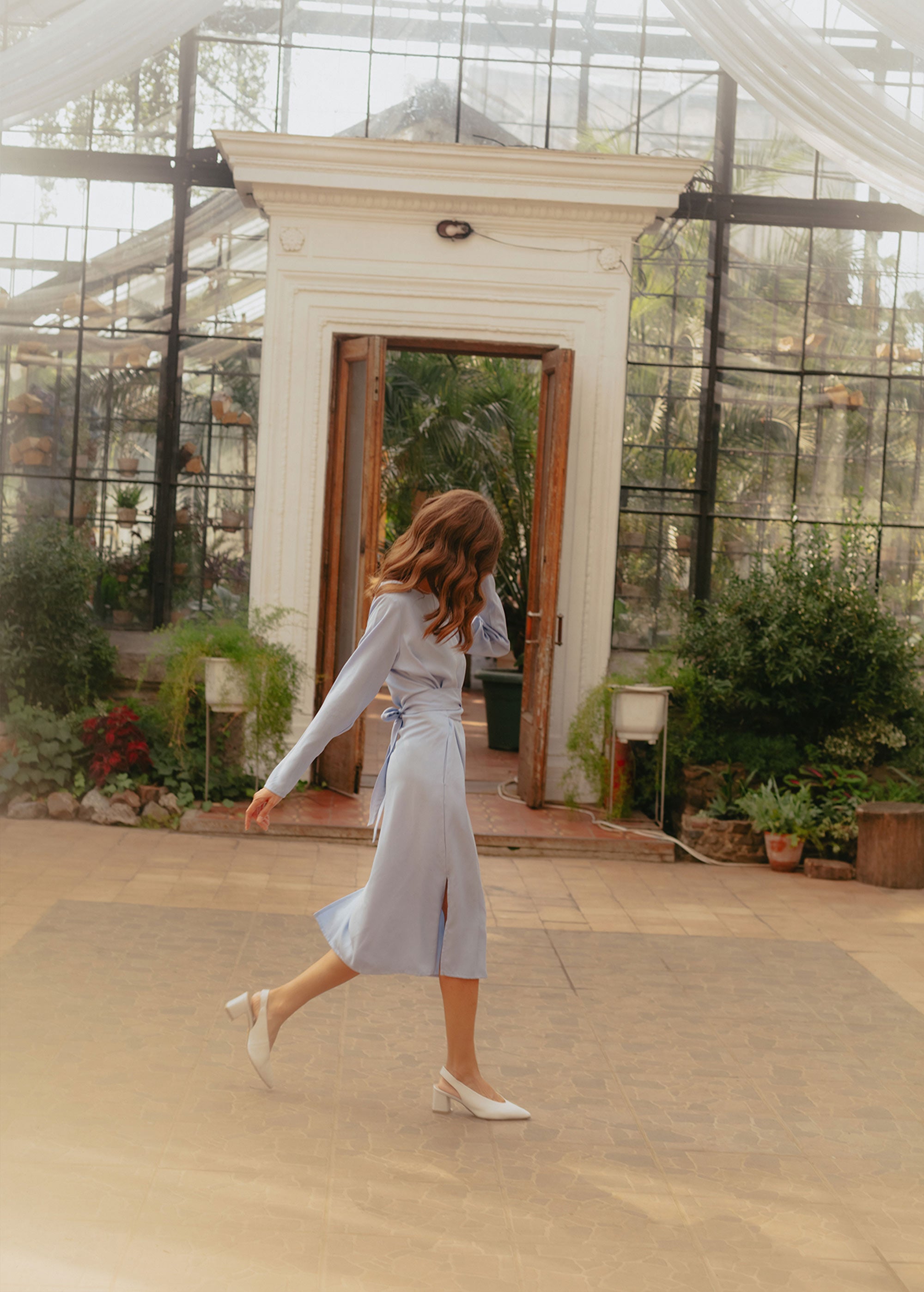 "Audrey" Sky Blue Midi Dress