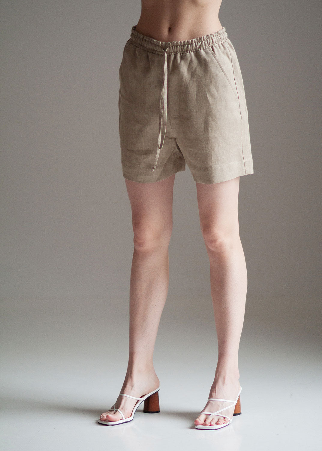 Cream Linen Shorts