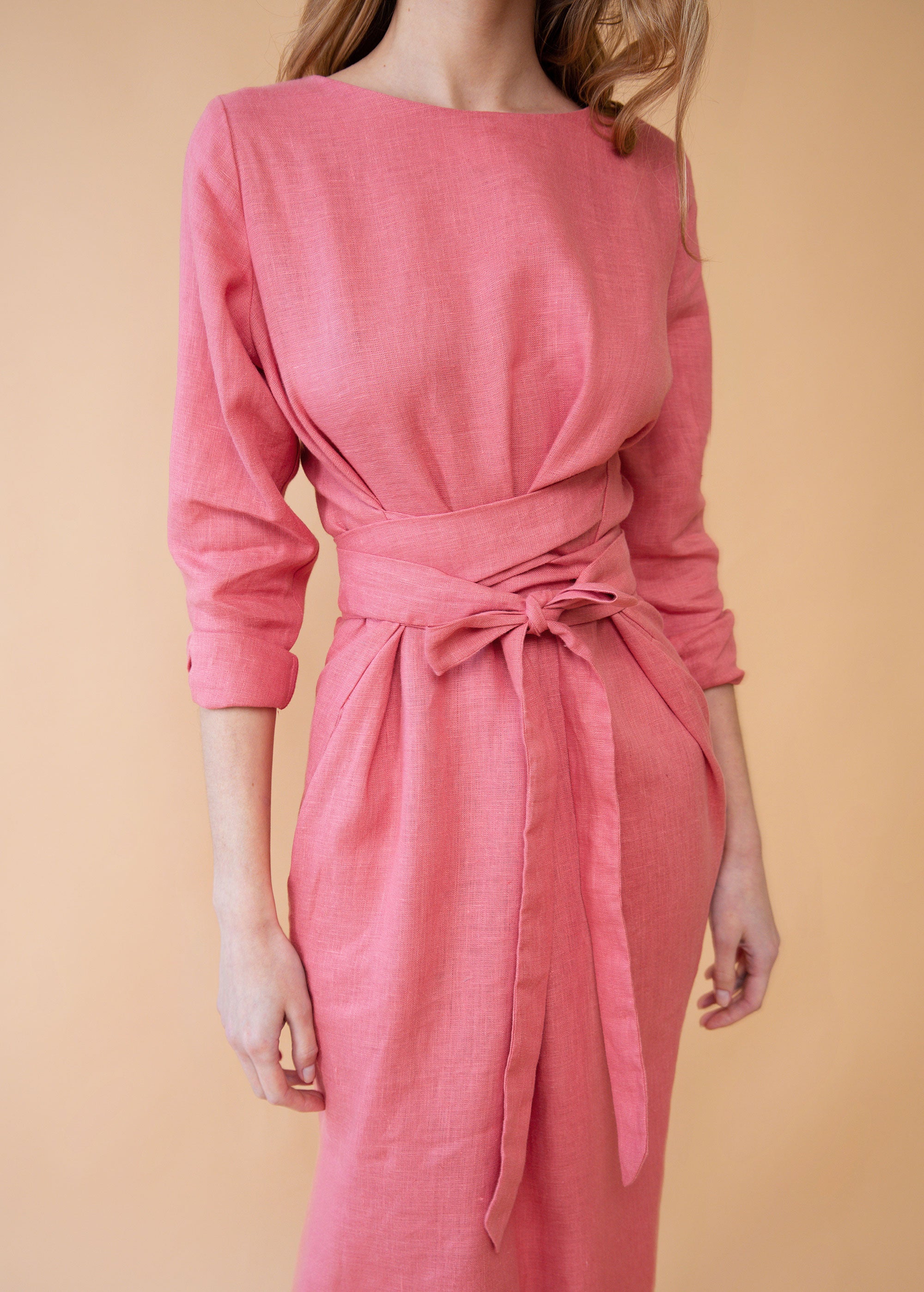 "Audrey"  Coral Peach Maxi Dress